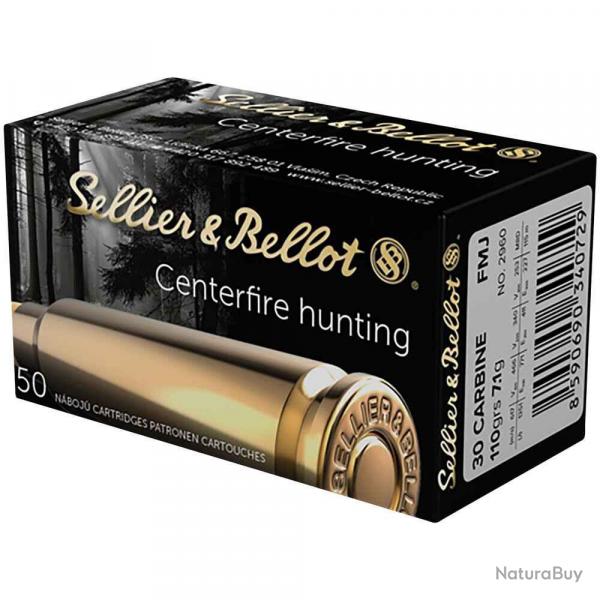 Cartouches SELLIER & BELLOT Calibre 30 CARBINE - FMJ RN - 110grs - Boite de 50 units