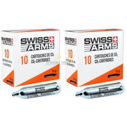 Lot 2 boîtes de 10 cartouches de CO2 de 12g Swiss Arms (marque suisse)