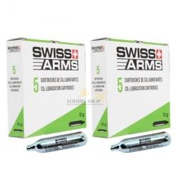 Lot 2 boîtes de 5 cartouches de CO2 d'entretien lubrifiantes 12g Swiss Arms (marque suisse)