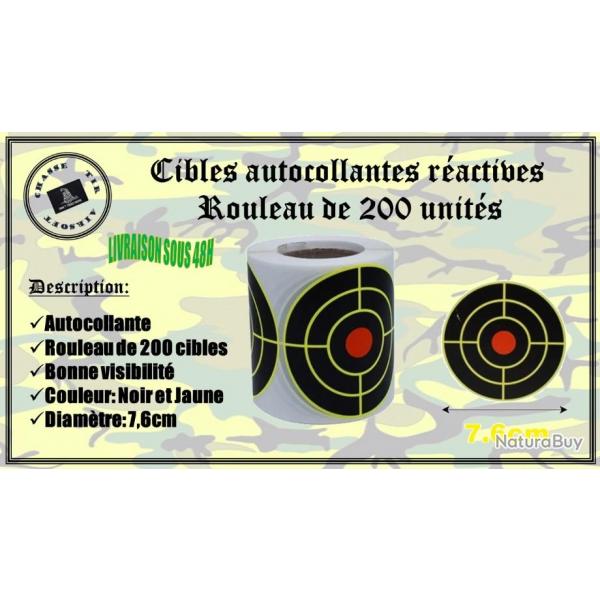 Rouleau de 200 cibles ractives autocollantes noir et jaune