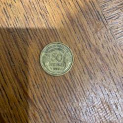 1 pièce de 50 centimes de francs de 1938