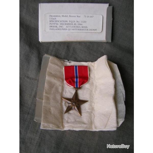 WW2 US MDAILLE MILITAIRE AMRICAINE BRONZE STAR NEUVE DANS SON TUI D'ORIGINE DAT 30/12/1944