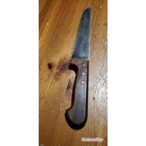 couteau Saint-tienne boucher ancien manche bois lame 22 cm total 37.5 cm