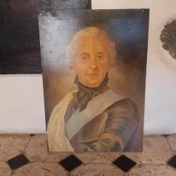 Grand portrait huile sur toile représentant le maréchal.de Saxe réalise pour un maharajah