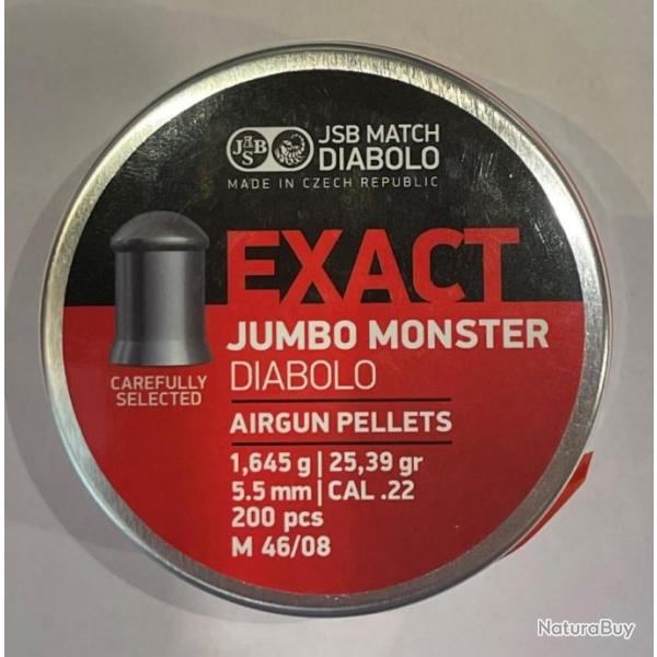 PLOMBS JSB CAL.5.5 JSB EXACT JUMBO MONSTER 1.645G 25.39GR par 200