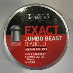 Plombs air comprimé cal.5.5 JSB EXACT JUMBO BEAST 2.2g 33.956gr PAR 150