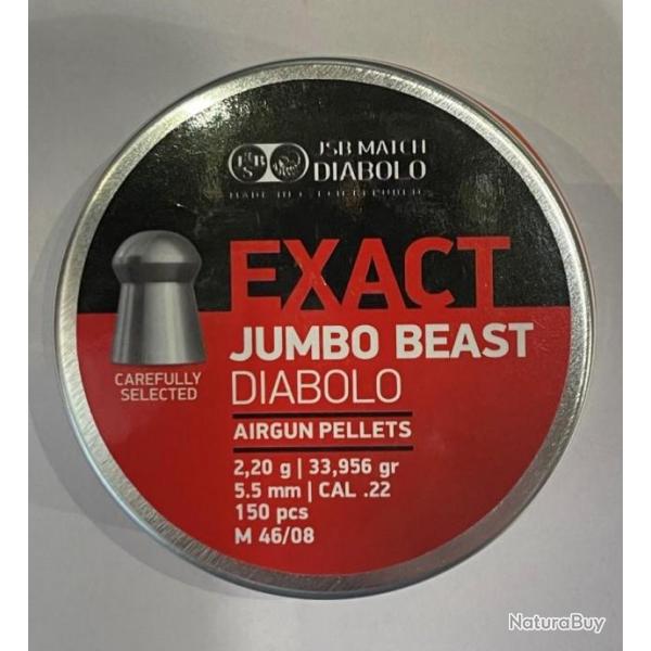 Plombs air comprim cal.5.5 JSB EXACT JUMBO BEAST 2.2g 33.956gr PAR 150