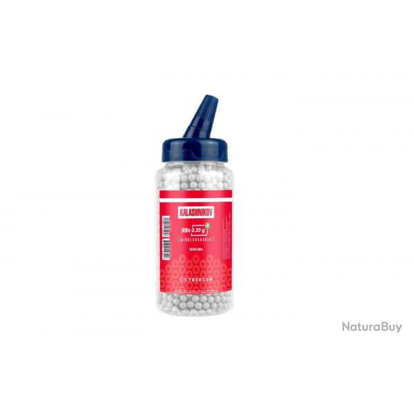 Bouteille de billes BIO Kalashnikov 0,20g - 2000 BBs / Blanc - Cybergun