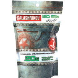 Sachet de billes BIO Kalashnikov 0,20g - 3200 BBs / Blanc - Cybergun