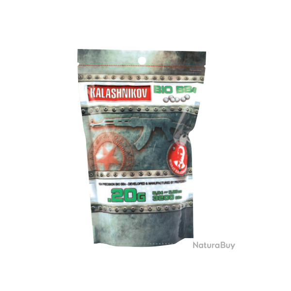 Sachet de billes BIO Kalashnikov 0,20g - 3200 BBs / Blanc - Cybergun