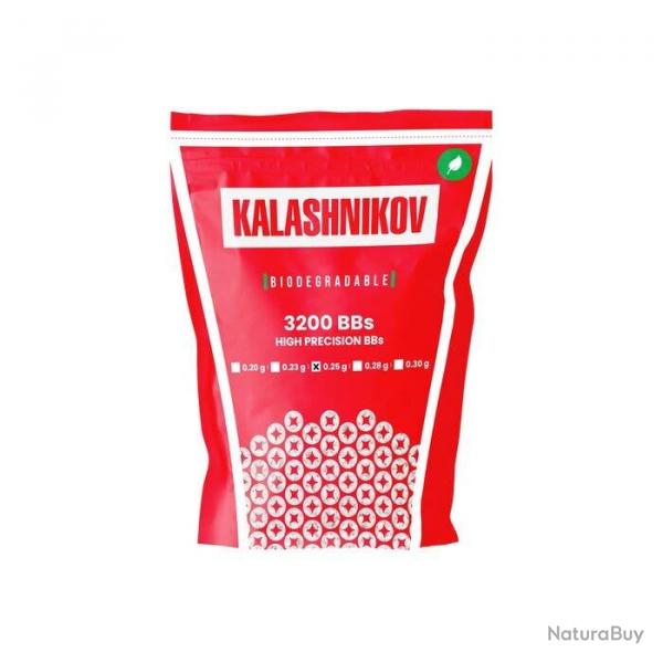 Sachet de billes BIO Kalashnikov 0,25g - 3200 BBs / Blanc - Cybergun