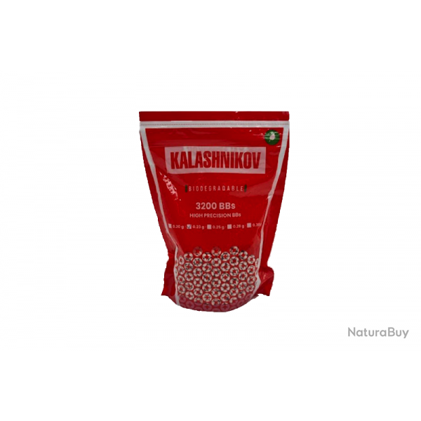 Sachet de billes Kalashnikov 0,23g - 3200 BBs / Blanc - Cybergun