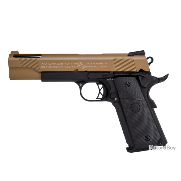 Colt 1911 Ported GBB - Tan & Noir - Cybergun