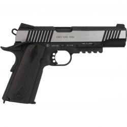 Colt 1911 Rail Gun GBB CO2 - Stainless & Noir - Cybergun/KWC