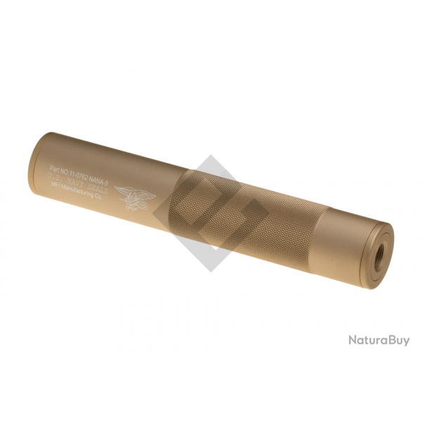 Silencieux Navy SEALs pour filetage 14mm CW/CCW -  198x35mm / Aluminium / Desert - FMA