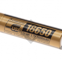 Batterie rechargeable Li-Ion 18650 3,7V 2600mAh avec prise Micro USB - Clawgear