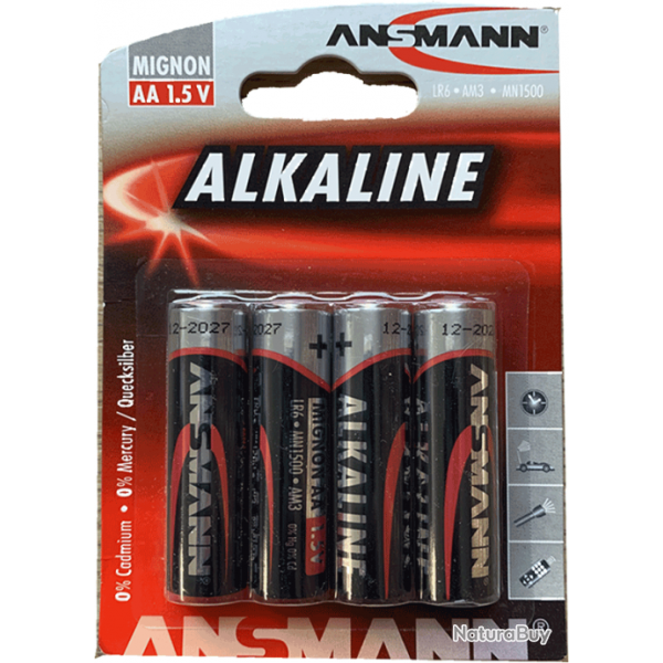 Lot de 4 piles LR06 (AA) Alcaline - Ansmann