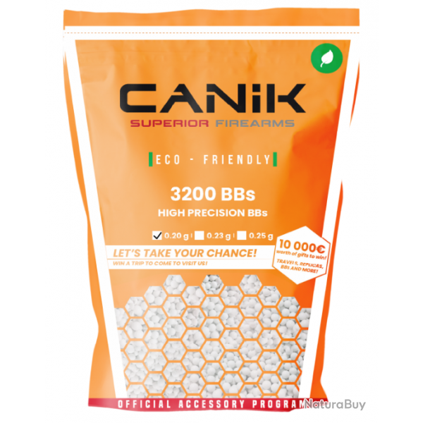 Sachet de billes BIO Canik 0,20g - 3200 BBs / Blanc - Cybergun