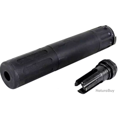 Silencieux Factice Airsoft 190x35mm CYMA Noir – Filetage 14mm CW/CCW – Look Tactique Ultra-Réaliste