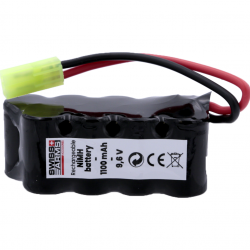 Batterie NiMH 9,6V 1100 mAh pour M249 Nylon Fiber - Mini Tamiya - Cybergun