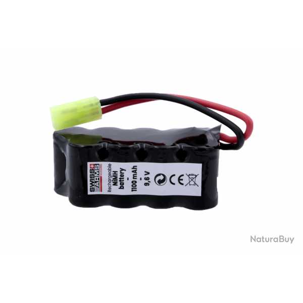 Batterie NiMH 9,6V 1100 mAh pour M249 Nylon Fiber - Mini Tamiya - Cybergun