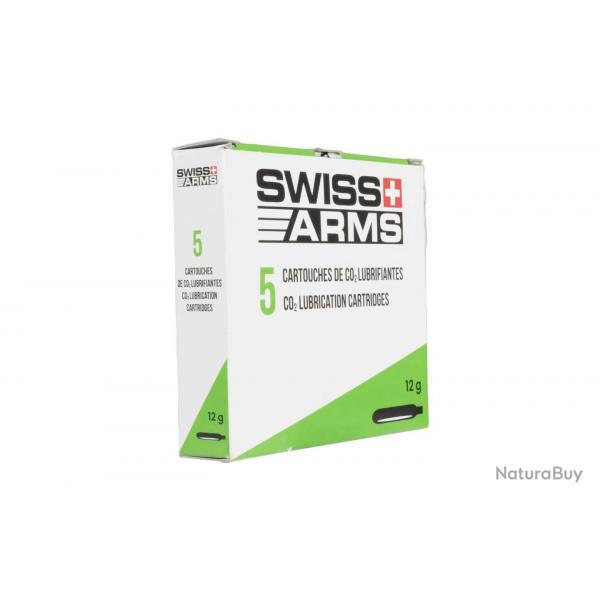 Boite de 5 - Cartouches de CO2 12g - Avec silicone - Swiss Arms