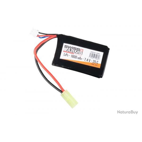 Batterie LiPo 7,4V 1600mAh 25C type Pack - Tamiya mini - Swiss Arms
