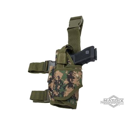 AUGOOL Holster Cuisse Etui à Pistolet Jambe Tactique Réglable Molle Militaire Airsoft Cosplay avec Poche de Chargeur pour Glock, Droite
