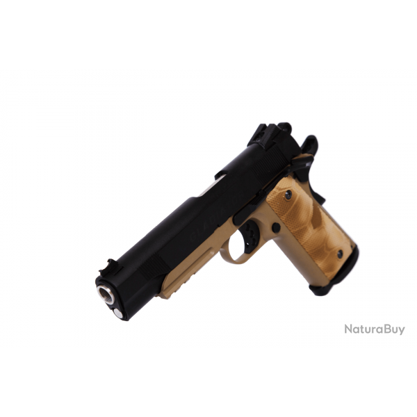 M1911 Gladiator Crixus GBB avec chargeur Turbo - Noir & Tan - APS