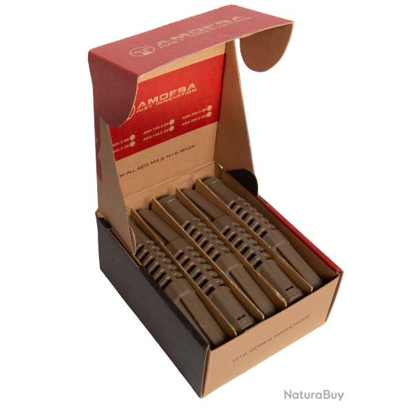 Boite de 5 - Chargeurs Mid-Cap 140 BBs pour M4 AEG - Version ABS / Dark Earth - Amoeba