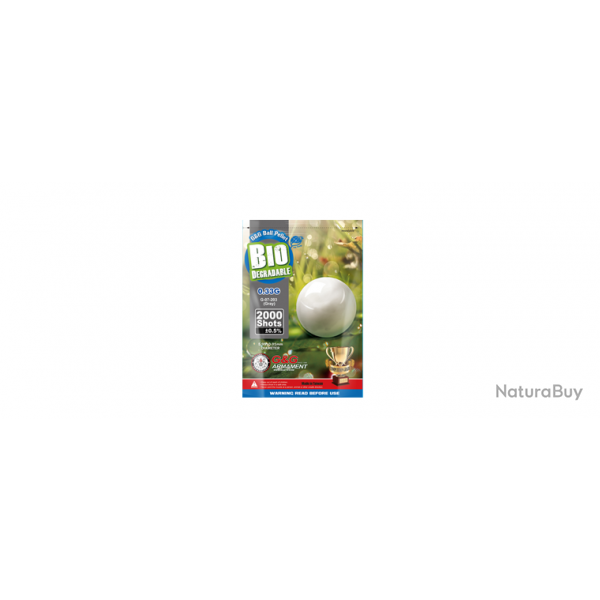 Sachet de billes BIO 0.33g - 2000 BBs / Blanc - G&G
