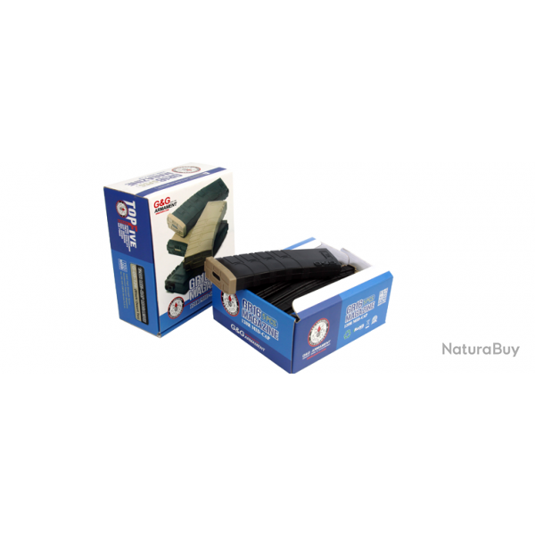 Boite de 5 - Chargeurs Mid-cap 120 BBs pour GR16/M4 AEG - Noir & Tan - G&G