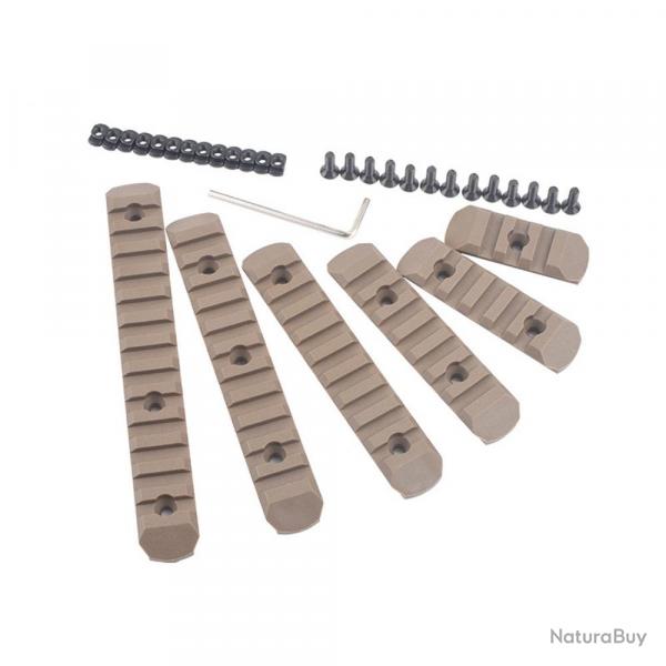 Set de 6 rails Picatinny pour M-LOK & KeyMod - Polymre / Dark Earth - MP