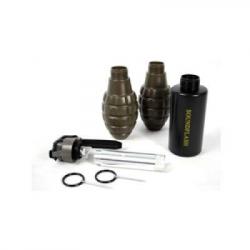Grenade à main CO2 Thunder B Hakkotsu avec 3 coques (cylindrique, Mk2, Flash Bang) - APS