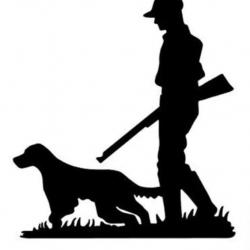 2x Autocollants chasseur et sont chien chasse  déco voiture camping car ou autres noir ou blanc !