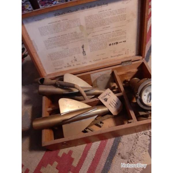 Superbe coffret de loch reglementaire  ancien walker  chrub pour mesurer la vitesse d un bateau