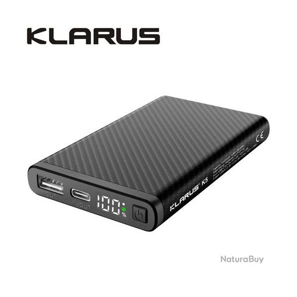 Powerbank Klarus K5 - 10 000 mAh Ultralger Fibre de Carbone