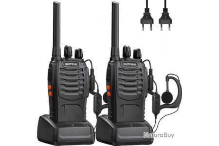 Talkie Walkie Longue Portée PMR Bidirectionnel 16 canaux Rechargeable  Emetteur Récepteur avec Casque - Talkies walkies (11096978)