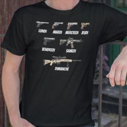 Tshirt Du lundi au dimanche, j'aime le tir sportif, pistolet carabine T-Shirt toutes tailles, NEUF !