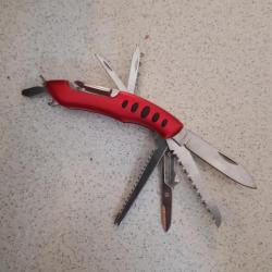 Canif couteau multifonctions rouge 10cm etat neuf
