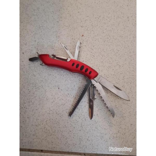 Canif couteau multifonctions rouge 10cm etat neuf