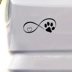 1 x feuille autocollants de voiture motif amour infini pour chien Noir ou blanc .