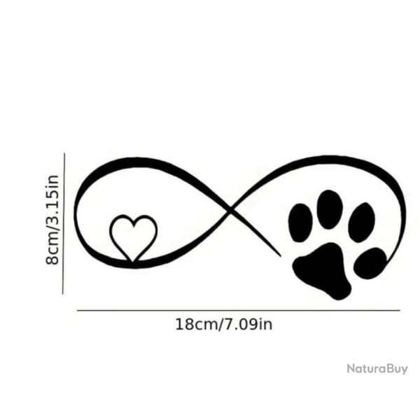 1 x feuille autocollants de voiture motif amour infini pour chien Noir ou blanc . B