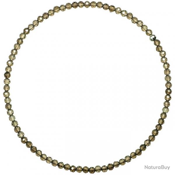 Bracelet en cristal de roche fum - Perles facetes ultra mini