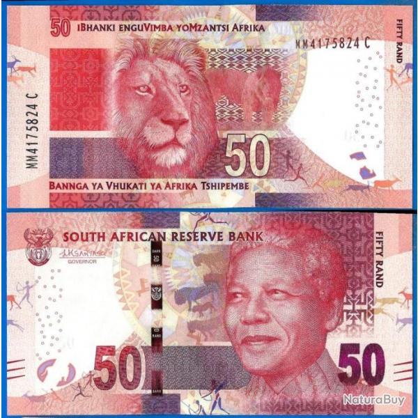 Afrique Du Sud 50 Rand 2015 Billet Neuf Nelson Mandela Animal Rands Lion