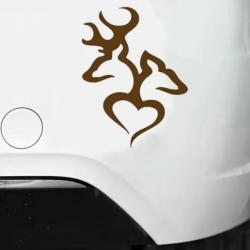 1 x feuille autocollants de voiture ou autres motif  cerf biche avec coeur  Noir ou blanc .