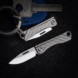 Porte clef Mini couteau pliant en alliage de titane TC4, couteau pendentif - Version lame arrondi