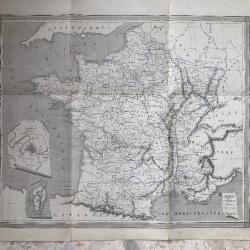 Carte de FRANCE gravé par LAURENS provenant Cours d'Etudes 1851 Ed A.M.SS.C.G., 86 départements géo