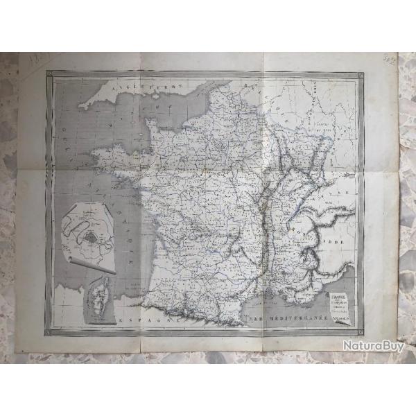 Carte de FRANCE grav par LAURENS provenant Cours d'Etudes 1851 Ed A.M.SS.C.G., 86 dpartements go