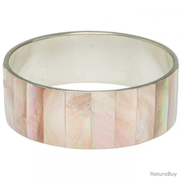 Bracelet bangle avec nacre rose